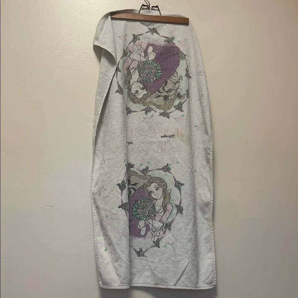 Vintage Disney beauty and the beast Towel with Purple and Green Accents
